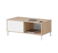 Habitdesign Modèle Brooklyn Table basse avec 2 compartiments, finition chêne canadien et Blanc « Artik », dimensions : 100 x 50 x 40 cm (l x P x H).