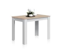 Habitdesign Modèle Cloe Table d'appoint fixe, table de salle à manger ou cuisine, finition blanche « Artik » et chêne canadien, modèle, dimensions : 109 x 67 x 78 cm (l x P x H).
