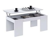 Habitdesign Modèle Kendra Table Basse relevable pour Salon Salle à Manger Finition Blanc Brillant, Dimensions : 100 x 50 x 43-54 cm (l x P x H).