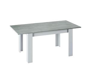 Habitdesign Modèle Kendra Table de salle à manger extensible, table de salon ou de cuisine, finition blanche « Artik » et gris ciment, dimensions : 140-190 x 90 x 78 cm (l x P x H).