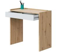 Habitdesign Modèle Noa Table de bureau avec 1 tiroir Finition blanche « Artik » et chêne « Nodi », dimensions : 81,5 x 40 x 77 cm (l x P x H).