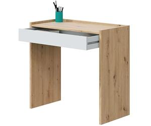 Habitdesign Modèle Noa Table de bureau avec 1 tiroir Finition blanche « Artik » et chêne « Nodi », dimensions : 81,5 x 40 x 77 cm (l x P x H).