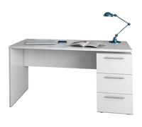 Habitdesign Modèle Stylus Table de bureau 3 tiroirs, finition blanche « Artik », dimensions : 138 x 60 x 74 cm (largeur x profondeur x hauteur)