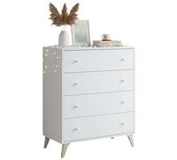 Habitdesign Modèle Sweet Commode 4 tiroirs 95 x 77,5 x 40 cm Blanc « Artik »