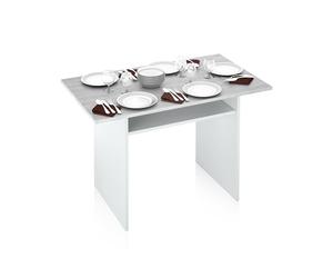 Habitdesign Modèle Tavolo Table console dépliable, table d'appoint ou de cuisine, finition Blanc « Artik » et gris ciment, dimensions : 120 x 73,5 x 70 cm (l x H x P).