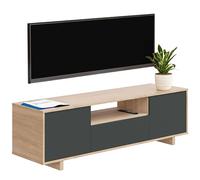 Habitdesign Modèle Zaira Meuble TV, finition chêne canadien et gris anthracite, dimensions : 150 x 46 x 41 cm (l x H x P).