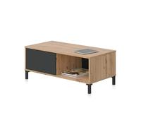 Habitdesign Table basse avec 2 compartiments, table d'appoint, finition chêne « Nodi » et gris anthracite, dimensions : 100 cm (L) x 50 cm (l) x 40 cm (H), modèle Brooklyn