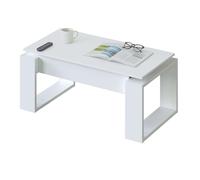 Habitdesign Table basse relevable pour salon, table d'appoint, couleur Blanc « Artik », dimensions : 105 cm (longueur) x 55 cm (largeur) x 45-54 cm (profondeur). Modèle Nova