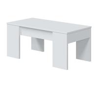 Habitdesign Table Basse relevable, Table de Salon ou de Salle à Manger, modèle LC, Finition Blanche « Artik », Dimensions : 100 x 50 x 45-56 cm (l x P x H).