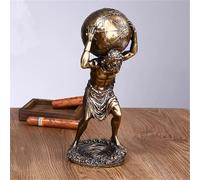 HABITZ Atlas Holding World Statue Grecque Miniature Figurine Dieu Grec Atlas Finition Bronze Sculpture Grecque À Collectionner Le Monde Est À Vous Statue for La Décoration De La Maison du(12x10x29cm)