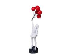 HABITZ Banksy Art Flying Balloon Girl Statues Figurine Résine Figure Artisanat Ornement Maison Statue Décoration Art Moderne Sculpture for La Maison Salon Décor Cadeau(White1)