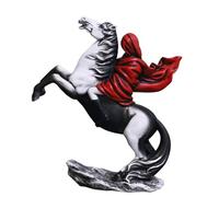 HABITZ Statue De Chevalier Masqué De Banksy Fille en Vêtements Rouges Abstraits Cheval Cavalier Sculpture en Résine Figurine De Bureau Ornements Cadeau Collection,Personnages d'art De Rue Nordique