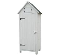 Armoire/Cabine De Jardin En Bois Lasuré Blanc Avec 3 Rangements Blanc
