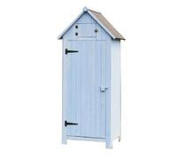 HABRITA Armoire - Bois blanc lasuré bleu - Dimensions hors tout : 77 x 54,3 x 179 cm