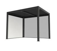 HABRITA - Pergola bioclimatique ALUMINIUM avec rideau manuel - Surface de protection : 7,20 m²