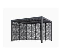 HABRITA Pergola bioclimatique en Aluminium - Avec panneaux moucharabieh - Gris