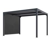 HABRITA Pergola bioclimatique en aluminium PER3630RBI - Rideau manuel - Gris pour côté 3 m