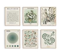 Habseligkeit Impressions murales maîtres vert sauge, affiches d'exposition abstraites, impressions d'art vintage, bohème, décoration de chambre esthétique pour chambre à coucher (20,3 x 25,4 cm, sans