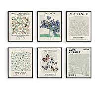 Habseligkeit Matisse Lot de 6 affiches pour décoration murale de chambre - Poster de marché aux fleurs de Van Gogh - Impression vintage pour décoration murale sans cadre - 28 x 35,6 cm