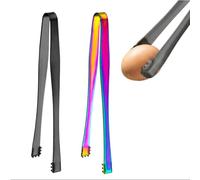 HABVPU Lot de 2 Toque-œufs en Acier Inoxydable - Pince à Écaler les Œufs Pratique pour Cuisine à Domicile - Coupe-œuf Manuel 15,2cm pour Œufs à la Coque et Mollets - Couleurs Noir et Multicolore