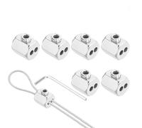 HABVPU Lot de 6 Serre-câbles en Acier Inoxydable 304, Clips de Corde à Trou Double pour Câble Acier 2.5mm, Fixation Robuste pour Corde à Linge et Grillage, Argent