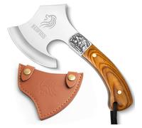 Hache de camping Axt, 22 cm, pour l'extérieur, avec étui en cuir et manche en bois, construction pleine soie, poids : 580g