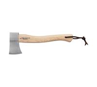 Hache de camping Marttiini, 600 g, acier au carbone, brossé, manche en frêne, étui en cuir pour la tête