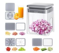 Hache-Légumes,4-en-1 Manuel Multifonction Ustensile de Cuisine avec Récipient - Coupe-Légumes et Hachoir | pour Préparation Maison Restaurant Salade Carotte Tomate Gingembre Fruit