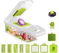 Hachoir à légumes 14 en 1 - Mandoline de cuisine - Hachoir à légumes - Coupe-oignon professionnel - Mini coupe-légumes (vert)