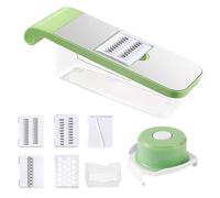 Hachoir à légumes Conteneur portable manuel Cinq trancheurs | Coupe-aliments avec protection des mains pour cuisiniers à domicile, pommes de terre, oignons, carottes, courgettes
