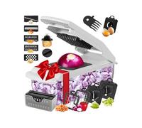 Hachoir à légumes multifonctionnel - 18 types de coupe manuelle pour fruits et légumes, râpe à oignons, pommes de terre et fromage | Ustensiles de cuisine, préparation de salade, cuisine