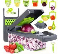 Hachoir à Légumes Multifonctionnel avec Poignée, Râpe Alimentaire, Trancheur, D479, Coupe 14/16 en 1, Articles de Cuisine 14 in 1 grey