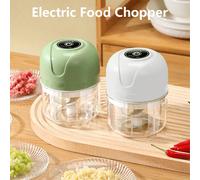 Hachoir à oignons électrique sans fil 250 ml, mini broyeur à ail avec cuillère à assaisonnement, trancheur et presse-purée de légumes multifonction créatif, mixeur de cuisine rechargeable USB, outil d