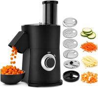 Hachoir électrique 7 en 1 pour légumes 250 W | 7 lames en acier inoxydable pour déchiquetage, frites et juliennes avec verrouillage de sécurité