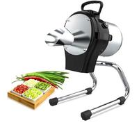 Hachoir électrique à légumes en acier inoxydable 110 W pour oignons de printemps, oignons verts, ail, gingembre, chili, épaisseur de 1 à 5 mm, entrée d'alimentation perforée