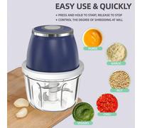 Hachoir et robot de cuisine électrique portable puissant, fabriqué en acier inoxydable 304 - Mini éminceur d'ail sans fil USB, capacité de 350 ml, en matière plastique, convient pour les légumes et la