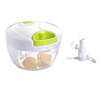 Hachoir Manuel à Corde 12,5x9,3cm 3 Lames Inox Coupantes Mini Hachoir pour Ail Oignon Herbes Légumes Facile à Nettoyer Vert