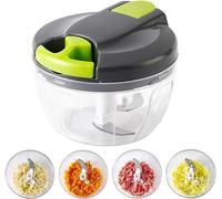 Hachoir Manuel Hachoir Oignon Avec 3 Lames En Acier Inoxydable Découpe-Écrase Ail Mixeur Pour Couper Les Légumes Les Fruitsles Oignons L'ail Les Noix Les Tomates (Vert)