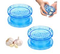 Hachoir manuel transparent pour ail et gingembre - Moulin multi-usage pour gingembre, herbes et noix, outil de cuisine compact pour une préparation rapide, facile à nettoyer (bleu, 2 pièces)