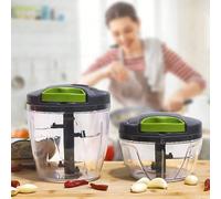 Hachoir multifonction pour légumes, trancheuse à fruits, hachoir manuel pour cuisine, presse-ail mini manuelle, broyeur d'ail à cordon de traction 1000ml,600 ml,1000 ml/Blanc/Rouge,600 ml/Blanc/Rouge,