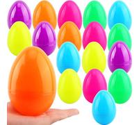 Haconba Lot de 18 grands œufs de Pâques géants en plastique à remplir pour décoration de Pâques, surprise, chasse, fournitures de fête à thème, 3 couleurs