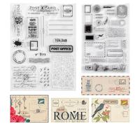 HACRAHO Tampon rétro en silicone transparent, timbres postaux, cartes postales, fabrication de cartes, cachets en silicone rétro, cachets transparents, scrapbooking, fabrication de cartes