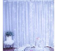 HADAVAKA Luminaires pour Rideaux D'intérieur Et D'extérieur, Guirlandes Lumineuses LED en Cascade avec Crochets, 8 Modes De Lumière Féerique Télécommandée, Lampes De Fenêtre USB (Cool White,3 * 3M)