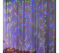 HADAVAKA Luminaires pour Rideaux D'intérieur Et D'extérieur, Guirlandes Lumineuses LED en Cascade avec Crochets, 8 Modes De Lumière Féerique Télécommandée, Lampes De Fenêtre USB (Multicolor,3 * 1M)