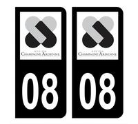 HADEXIA Autocollant Stickers Plaque d'immatriculation Voiture département 08 Ardennes Logo Ancienne Région Champagne Ardenne Noir