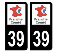 HADEXIA Autocollant Stickers Plaque d'immatriculation Voiture département 39 Jura Ancienne Région Franche Comté Noir Couleur