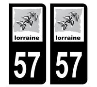 HADEXIA Autocollant Stickers Plaque d'immatriculation Voiture département 57 Moselle Logo Ancienne Région Lorraine Noir