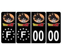 HADEXIA Pack 2 Paires Autocollant Stickers Plaque d'immatriculation Premium Dragon Ball Z Noir - Numéro Personnalisé