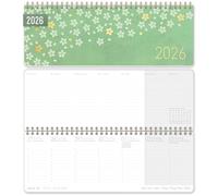Häfft Calendrier de bureau international 2026 horizontal "Poppy" | 1 semaine 2 pages, 29,8 x 11,6 cm, multilingue