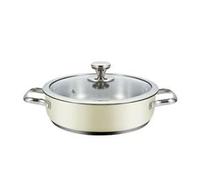 Haeger Casserole avec couvercle beige Ø 24 cm - 18.9 kg - Acier au carbone - Polie - Beige - COOKING_POT - Home & Kitchen - avec couvercle